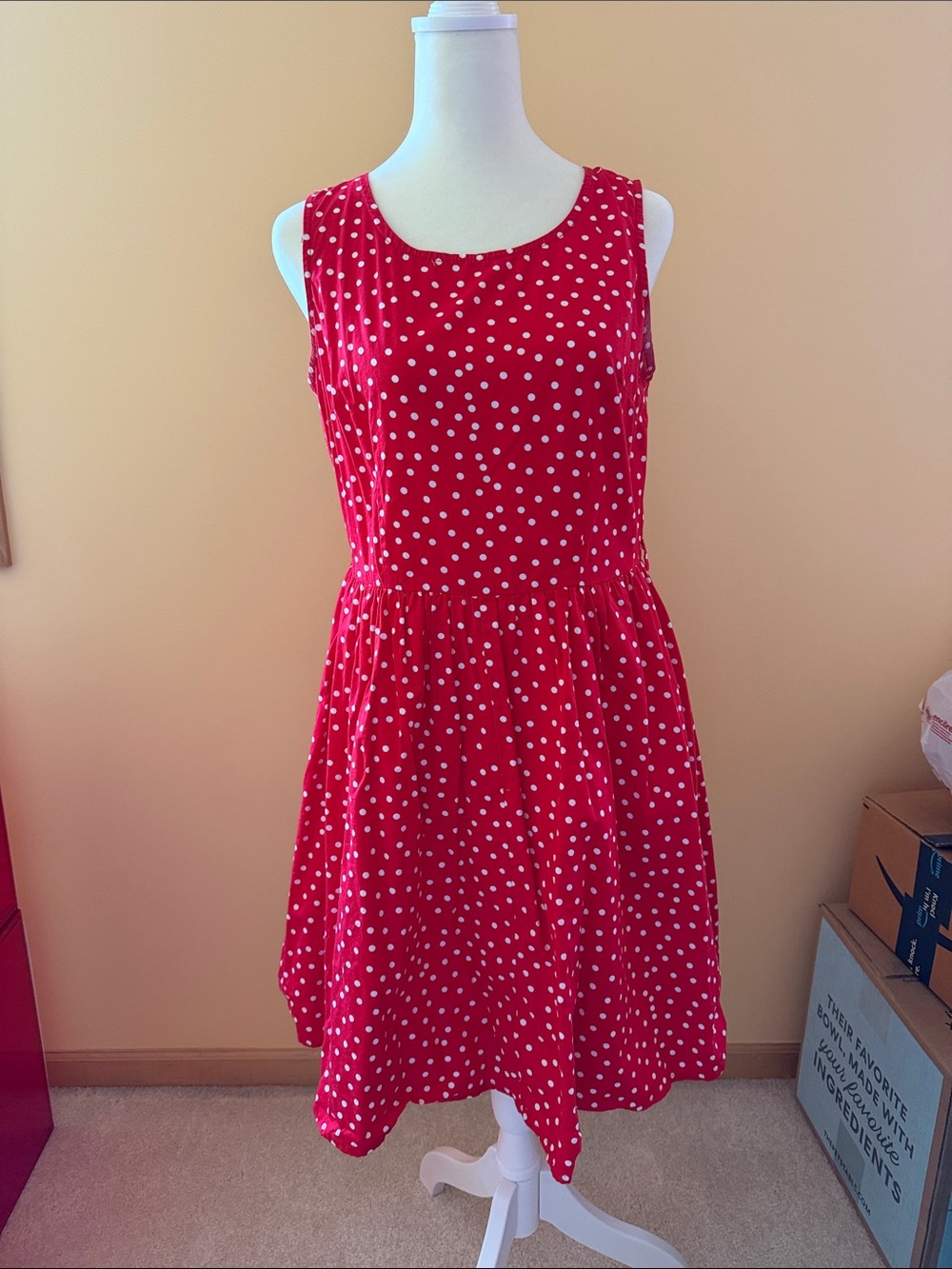 Red Polka Dot Sleeveless Dress